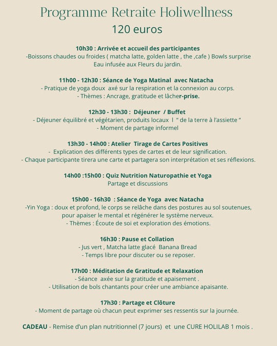 Retraite HOLIWELLNESS Yoga Nutrition